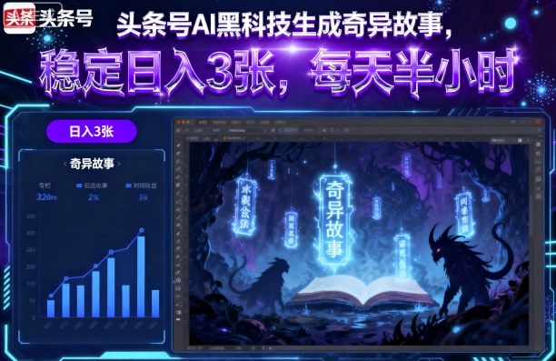 头条号AI黑科技生成奇异故事，稳定日入3张，每天半小时-chywc