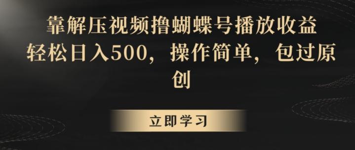 靠解压视频撸蝴蝶号播放收益，轻松日入500，操作简单，包过原创【揭秘】-chywc