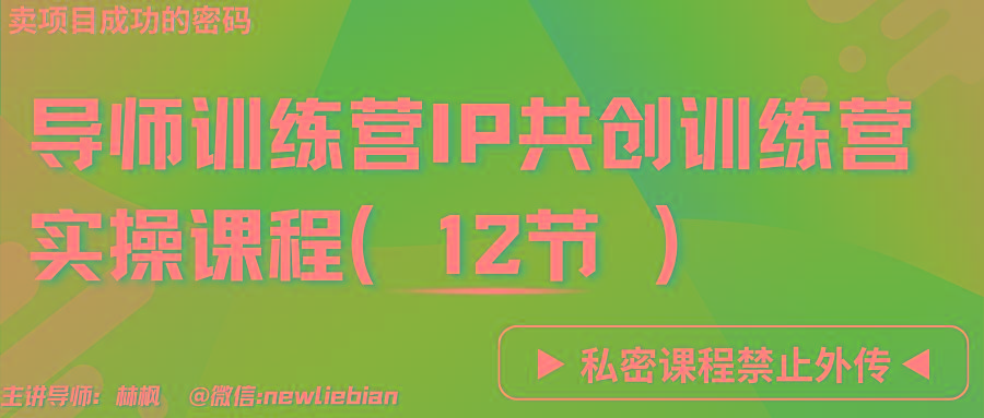 导师训练营3.0IP共创训练营私密实操课程(12节)-卖项目的密码成功秘诀-chywc