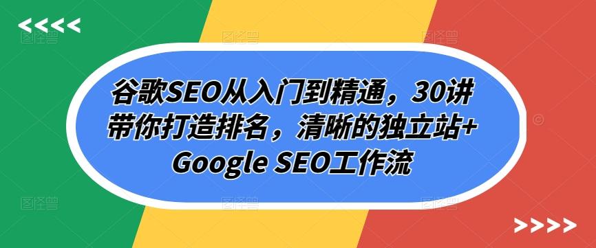 谷歌SEO从入门到精通，30讲带你打造排名，清晰的独立站+Google SEO工作流-chywc