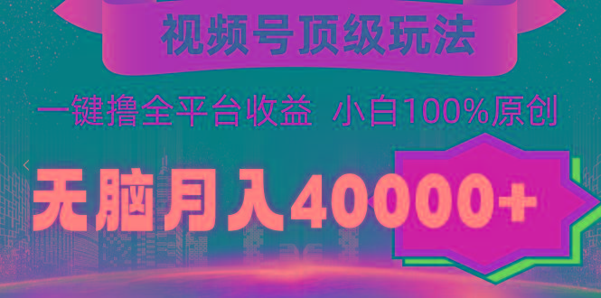 (9281期)视频号顶级玩法，无脑月入40000+，一键撸全平台收益，纯小白也能100%原创-chywc