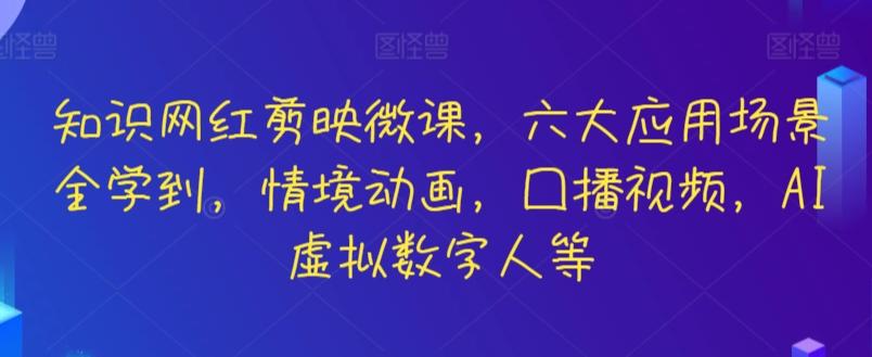 知识网红剪映微课，六大应用场景全学到，情境动画，囗播视频，AI虚拟数字人等-chywc