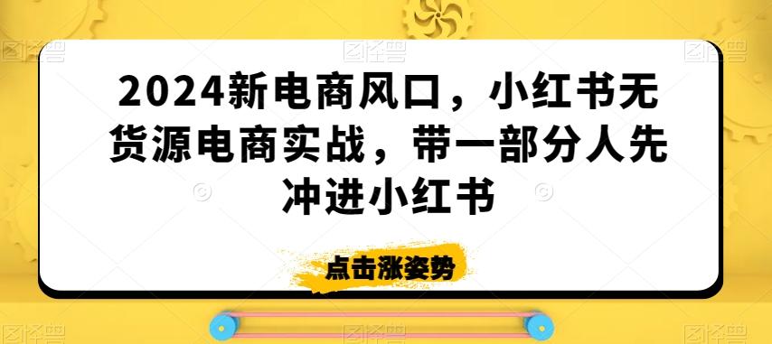 2024新电商风口，小红书无货源电商实战，带一部分人先冲进小红书-chywc