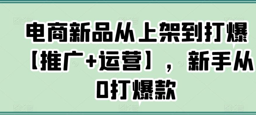 电商新品从上架到打爆【推广+运营】，新手从0打爆款-chywc