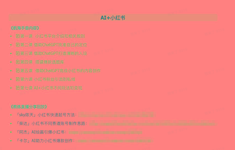 图片[2]-(9351期)AI破局手册+教练分享合集：AI提示词/AI+小红书 /AI+公众号/AI+绘画/AI编程-chywc