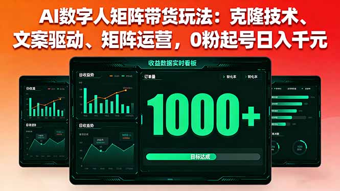 AI数字人矩阵带货玩法：克隆技术、文案驱动、矩阵运营，0粉起号日入千元-chywc