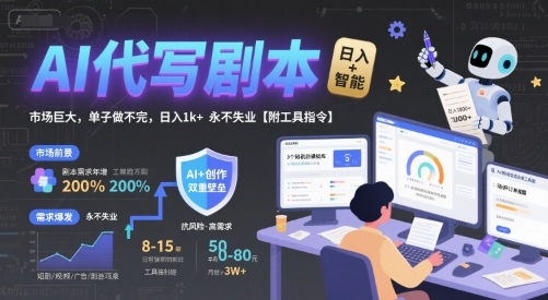 AI代写剧本，市场巨大，单子做不完，日入1k+ 永不失业【附工具指令】-chywc