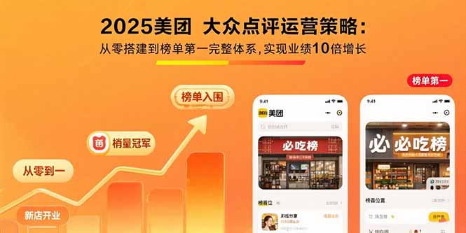 2025美团 大众点评运营策略:从零搭建到榜单第一完整体系,实现业绩10倍增长-chywc