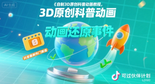 自制3D原创科普动画教程，动画还原事件，抖音最新热门赛道，可过伙伴计划-chywc