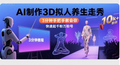 Ai制作3D拟人养生走秀，3分钟手把手教会你，快速起千粉万粉号-chywc
