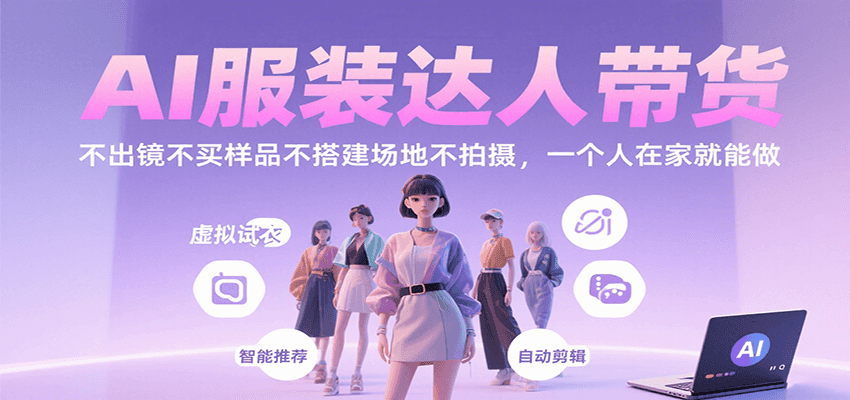 AI服装达人带货，不出镜不买样品不搭建场地不拍摄，一个人在家就能做-chywc