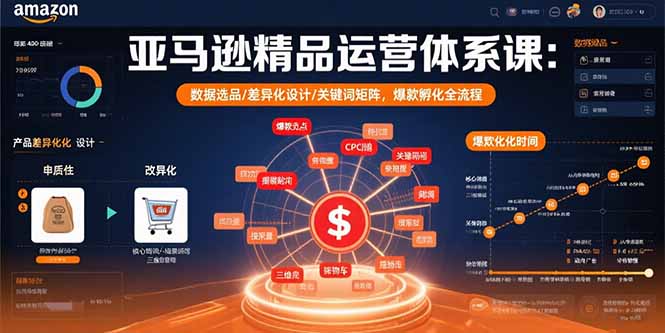 亚马逊精品运营体系课：数据选品/差异化设计/关键词矩阵，爆款孵化全流程-chywc