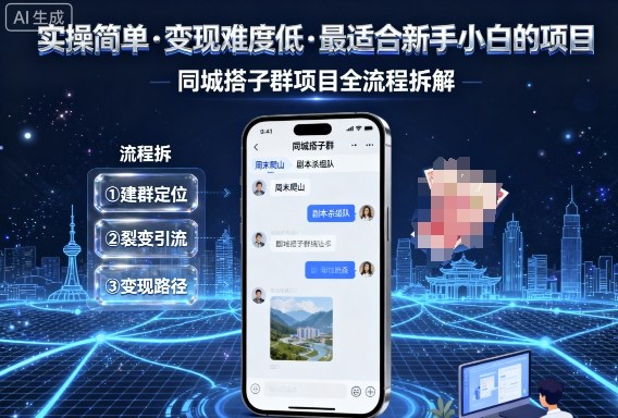 实操简单，变现难度低，最适合新手小白做的项目，每天轻松收入3张，同城搭子群项目全流程拆解-chywc