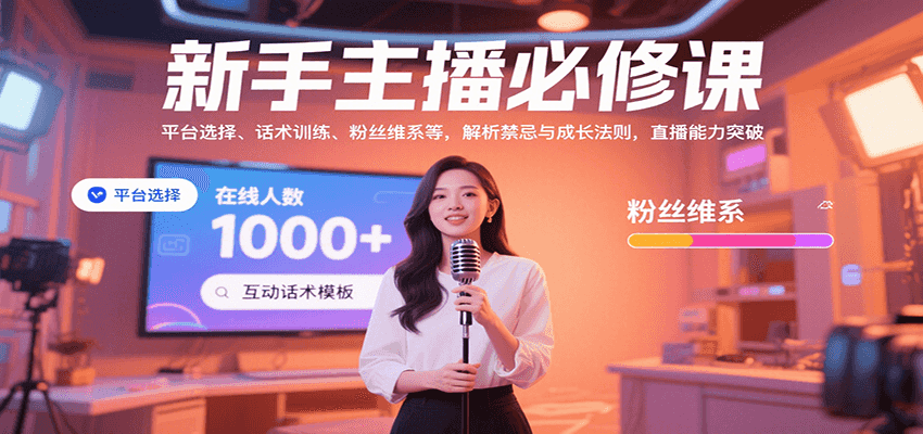 新手主播必修课：平台选择、话术训练、粉丝维系等，解析禁忌与成长法则，突破直播能力-chywc