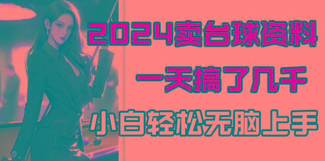 2024卖台球资料，一天搞了几千，小白轻松无脑上手-chywc