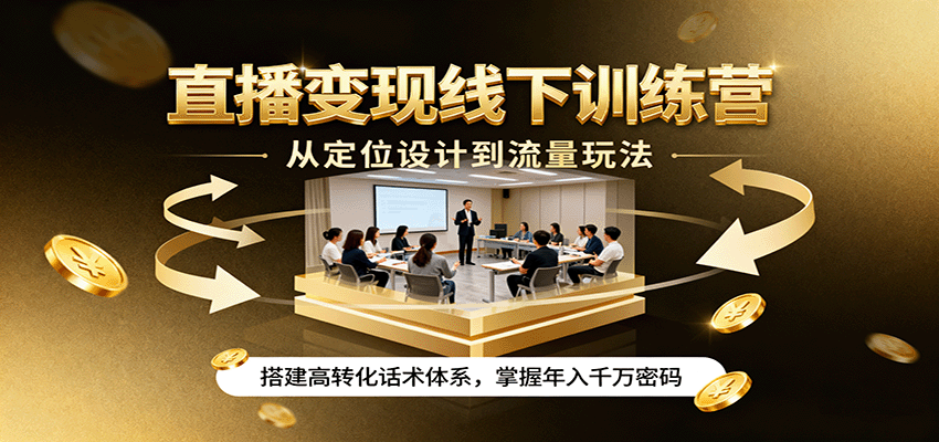 直播变现线下训练营，从定位设计到流量玩法，搭建高转化话术体系，掌握年入千万密码-chywc