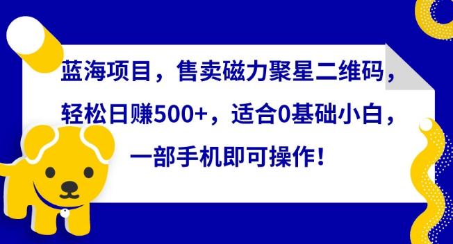 蓝海项目，售卖磁力聚星二维码，轻松日赚500+，适合0基础小白，一部手机即可操作【揭秘】-chywc
