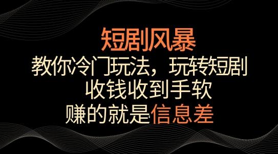 短剧风暴，教你冷门玩法，玩转短剧，收钱收到手软【揭秘】-chywc