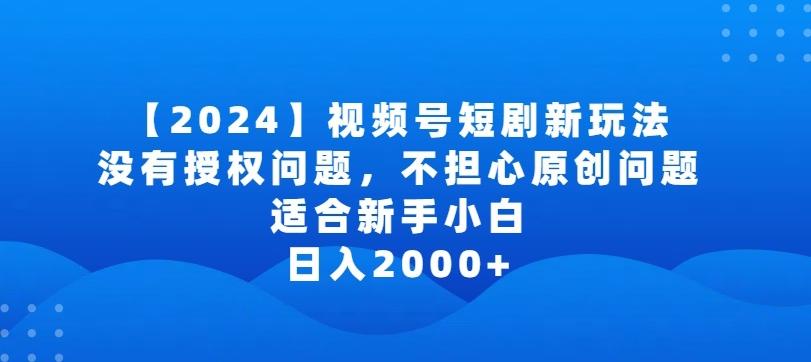 2024视频号短剧玩法，没有授权问题，不担心原创问题，适合新手小白，日入2000+【揭秘】-chywc