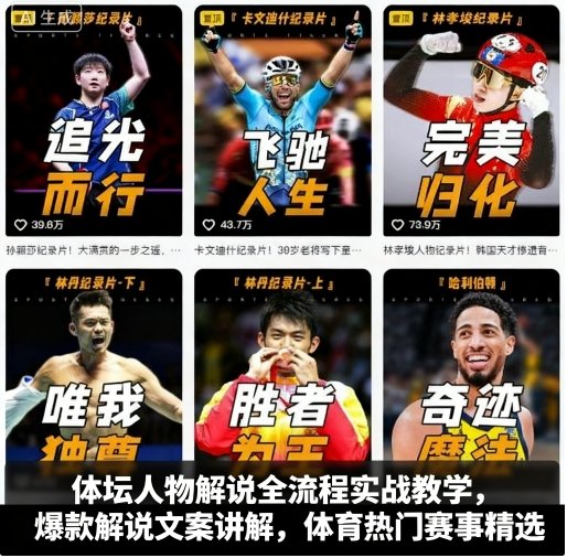 体坛人物解说全流程实战教学，爆款解说文案讲解，体育热门赛事精选-chywc
