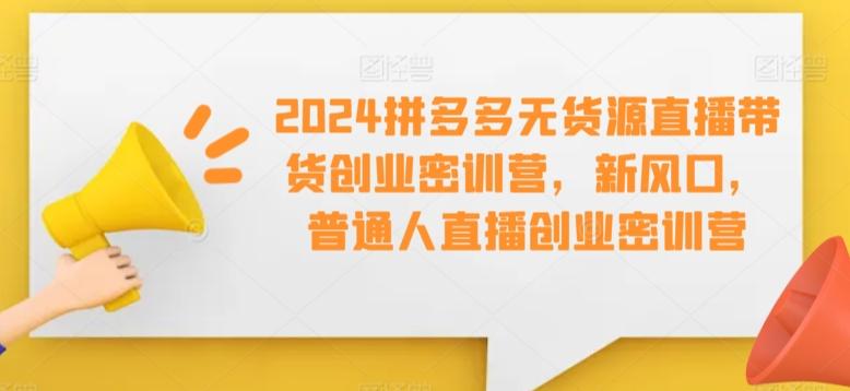 2024拼多多无货源直播带货创业密训营，新风口，普通人直播创业密训营-chywc