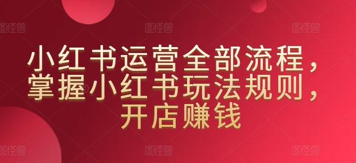 小红书运营全部流程，掌握小红书玩法规则，开店赚钱-chywc