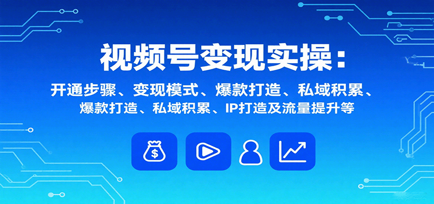 视频号变现实操，含开通步骤、变现模式、爆款打造、私域积累、IP打造及流量提升等-chywc