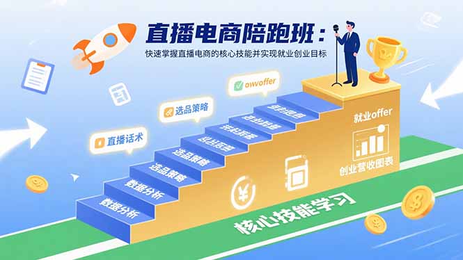 直播电商陪跑班：快速掌握直播电商的核心技能并实现就业/创业目标-chywc