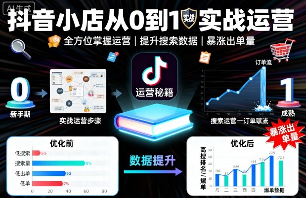 抖音小店从0到1实战运营，帮你全方位掌握小店运营，提升搜索数据与出单量-chywc
