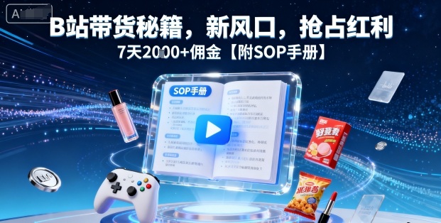 B站带货秘籍，新风口，抢占红利，7天2k+佣金【附SOP手册】-chywc