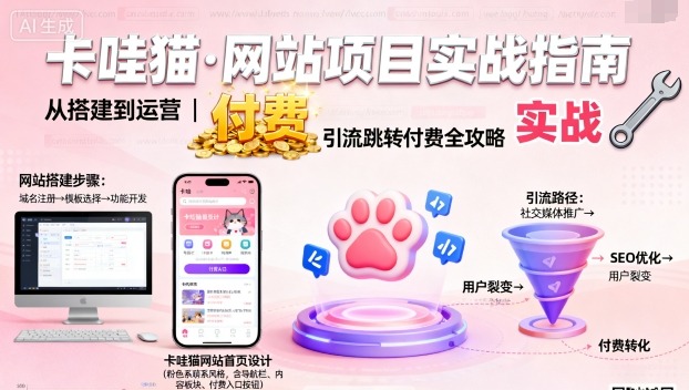卡哇猫·网站项目，网站搭建与运营以及引流跳转付费-chywc