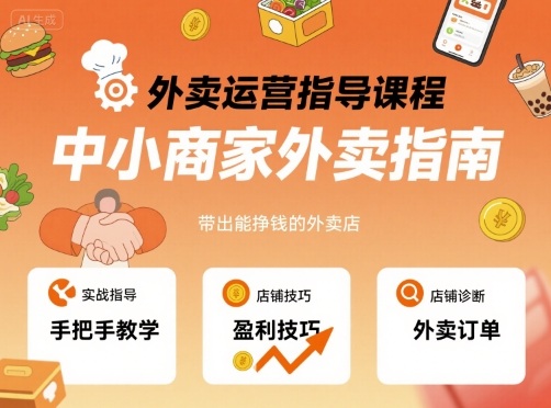 外卖运营指导课程，中小商家外卖指南，手把手带出能挣钱的外卖店-chywc