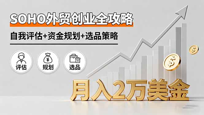 SOHO外贸创业全攻略，自我评估+资金规划+选品策略，月入2万美金-chywc