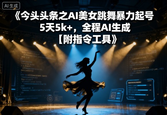 今日头条之AI美女跳舞暴力起号，5天1k+，全程AI生成【附指令工具】-chywc