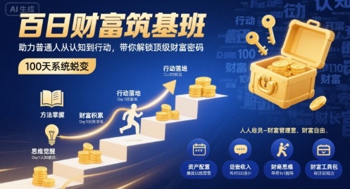 百日财富筑基班，助力普通人从认知到行动，带你解锁顶级财富密码-chywc