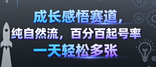 成长感悟赛道，纯自然流，百分百起号率 一天轻松多张-chywc