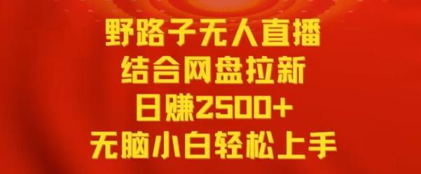 野路子无人直播结合网盘拉新，日赚2500+，小白无脑轻松上手【揭秘】-chywc