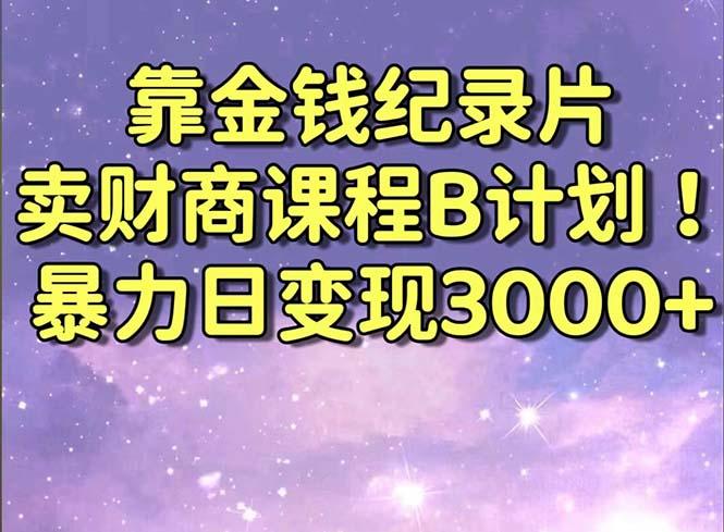 靠金钱纪录片卖财商课程B计划！暴力日变现3000+，喂饭式干货教程！-chywc