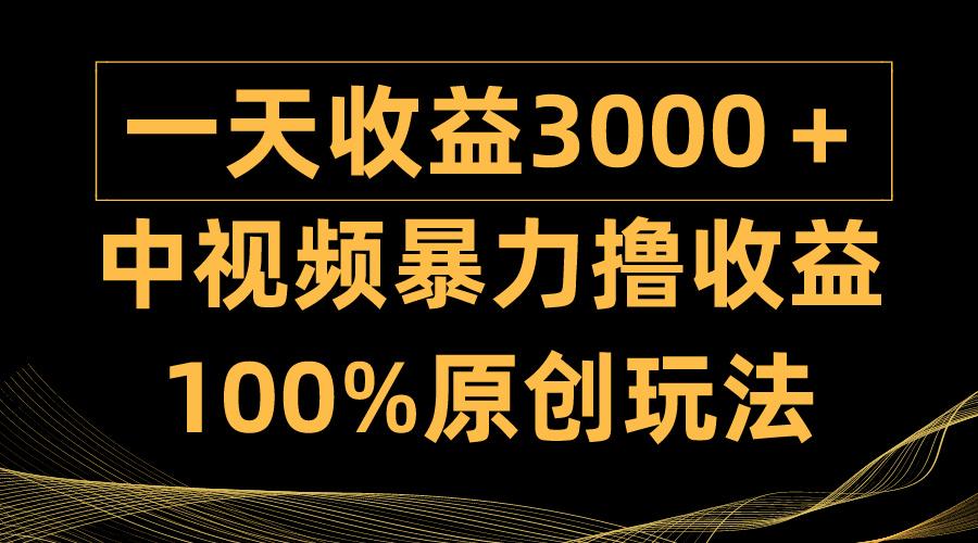 (9696期)中视频暴力撸收益，日入3000＋，100%原创玩法，小白轻松上手多种变现方式-chywc