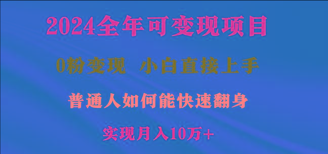 2024全年可变现项目，一天收益至少2000+，小白上手快，普通人就要利用互…-chywc