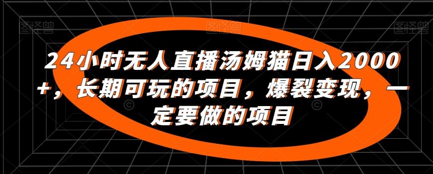 24小时无人直播汤姆猫日入2000+，长期可玩的项目，爆裂变现，一定要做的项目【揭秘】-chywc