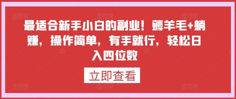 最适合新手小白的副业！薅羊毛+躺赚，操作简单，有手就行，轻松日入四位数【揭秘】-chywc