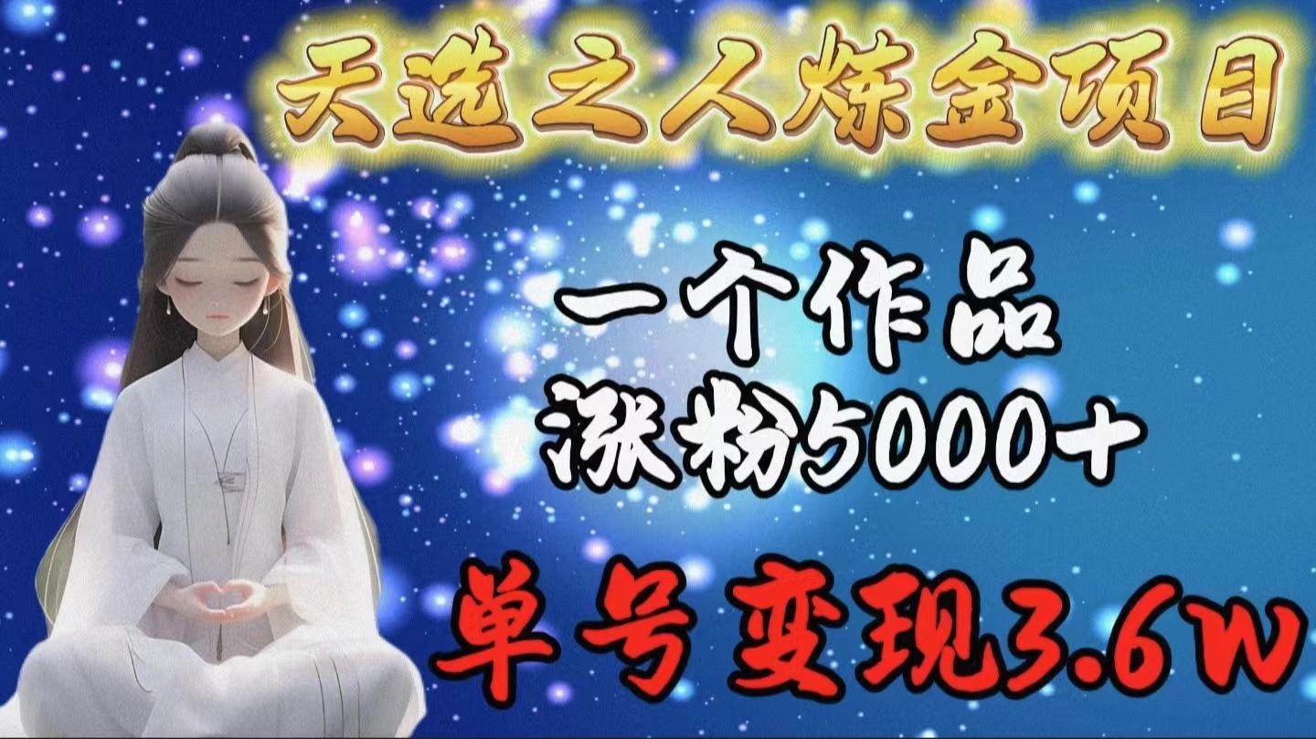 (9693期)天选之人炼金项目，一个作品涨粉5000+，单号变现3.6w-chywc