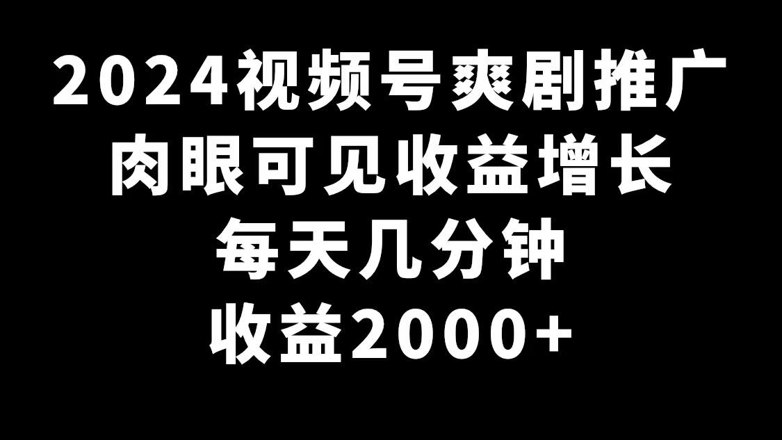 2024视频号爽剧推广，肉眼可见的收益增长，每天几分钟收益2000+-chywc