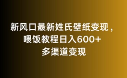 新风口最新姓氏壁纸变现，喂饭教程日入600+【揭秘】-chywc