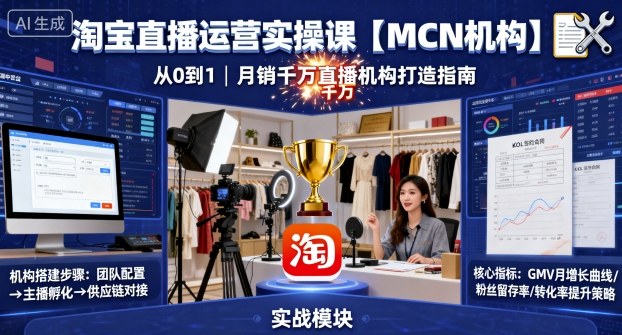淘宝直播运营实操课【MCN机构】，从0到1做一家月销千W的直播机构-chywc