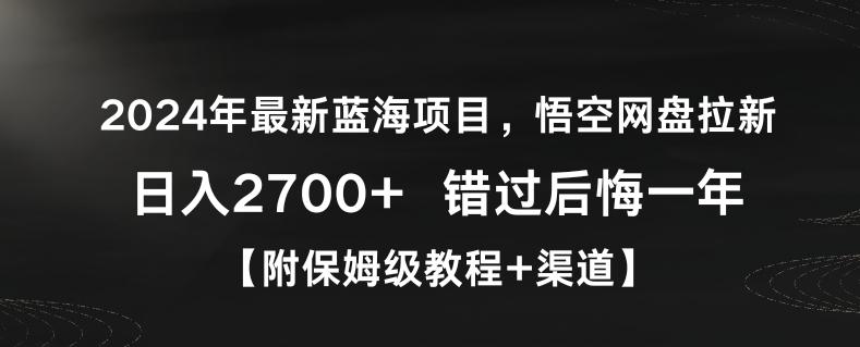 2024年最新蓝海项目，悟空网盘拉新，日入2700+错过后悔一年【附保姆级教程+渠道】【揭秘】-chywc