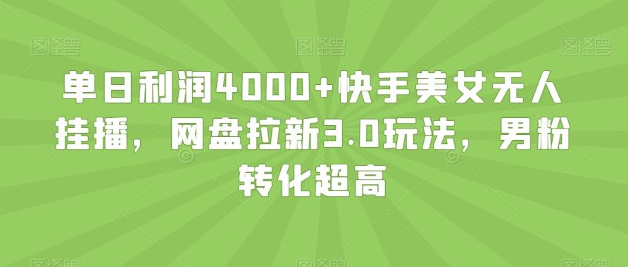 单日利润4000+快手美女无人挂播，网盘拉新3.0玩法，男粉转化超高【揭秘】-chywc