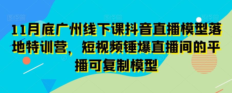11月底广州线下课抖音直播模型落地特训营，短视频锤爆直播间的平播可复制模型-chywc