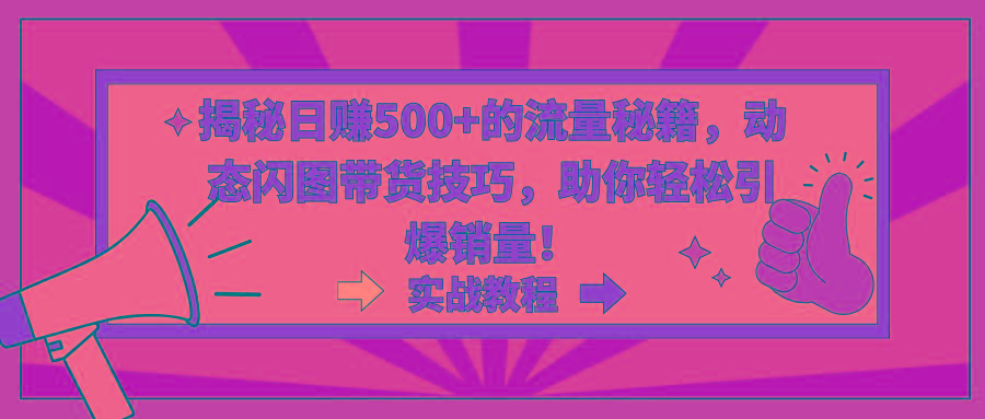 揭秘日赚500+的流量秘籍，动态闪图带货技巧，助你轻松引爆销量！-chywc